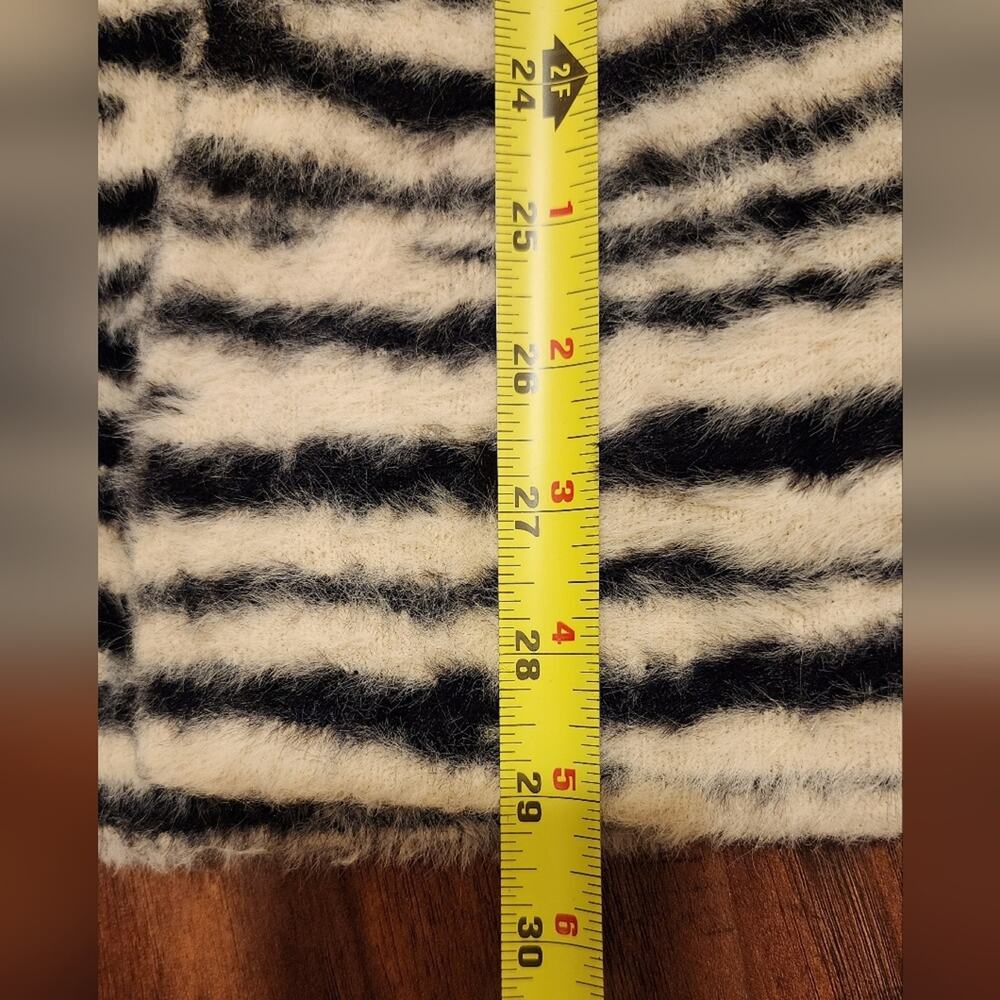 Soft Fuzzy Zebra Print Long Open Front Cardigan - image 8